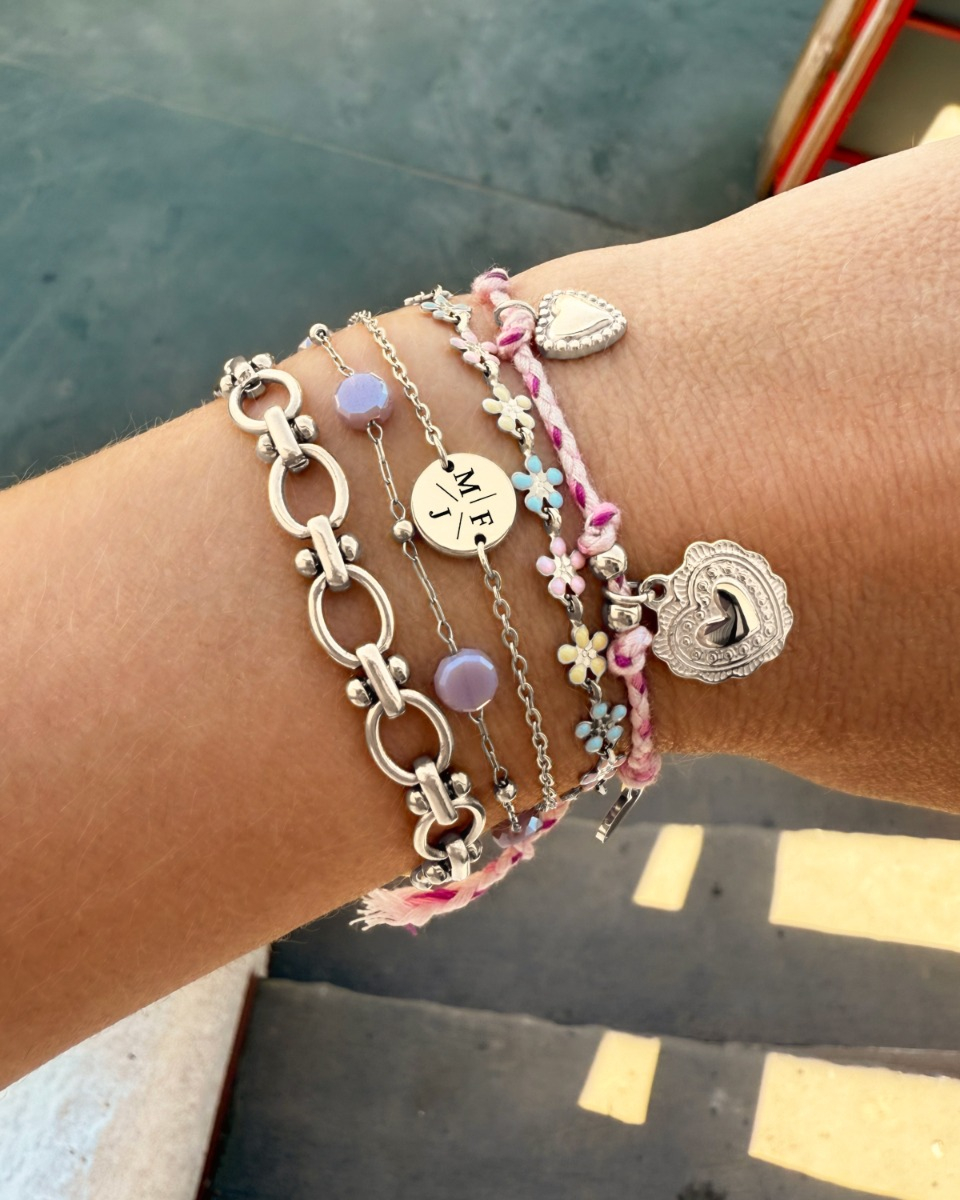 zilveren armbanden combinatie met kleurtjes