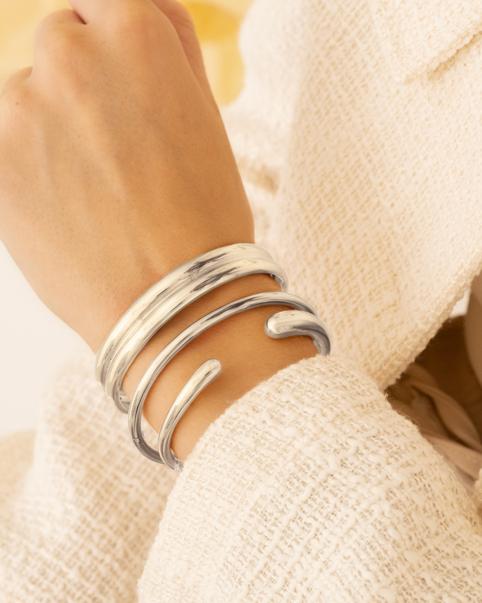 Zilveren bangle armparty