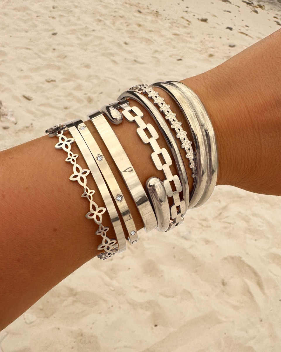 Zilveren bangle armparty