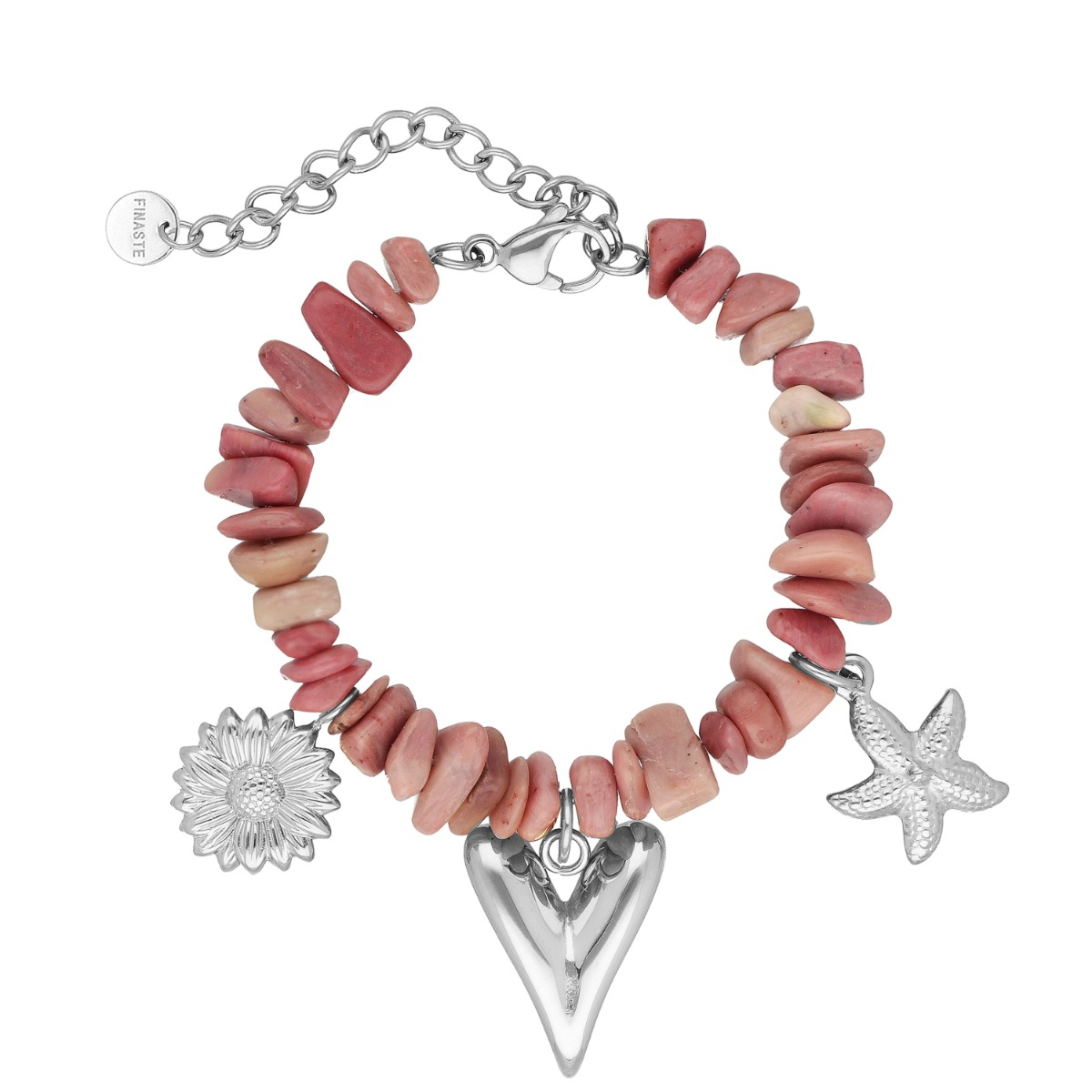 Bedelarmband met roze steentjes