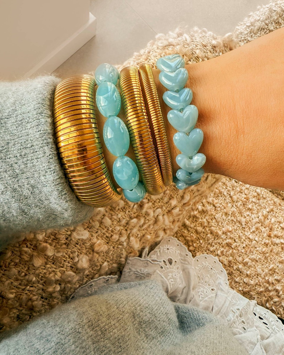 Statement bangle met stretch goudkleurig