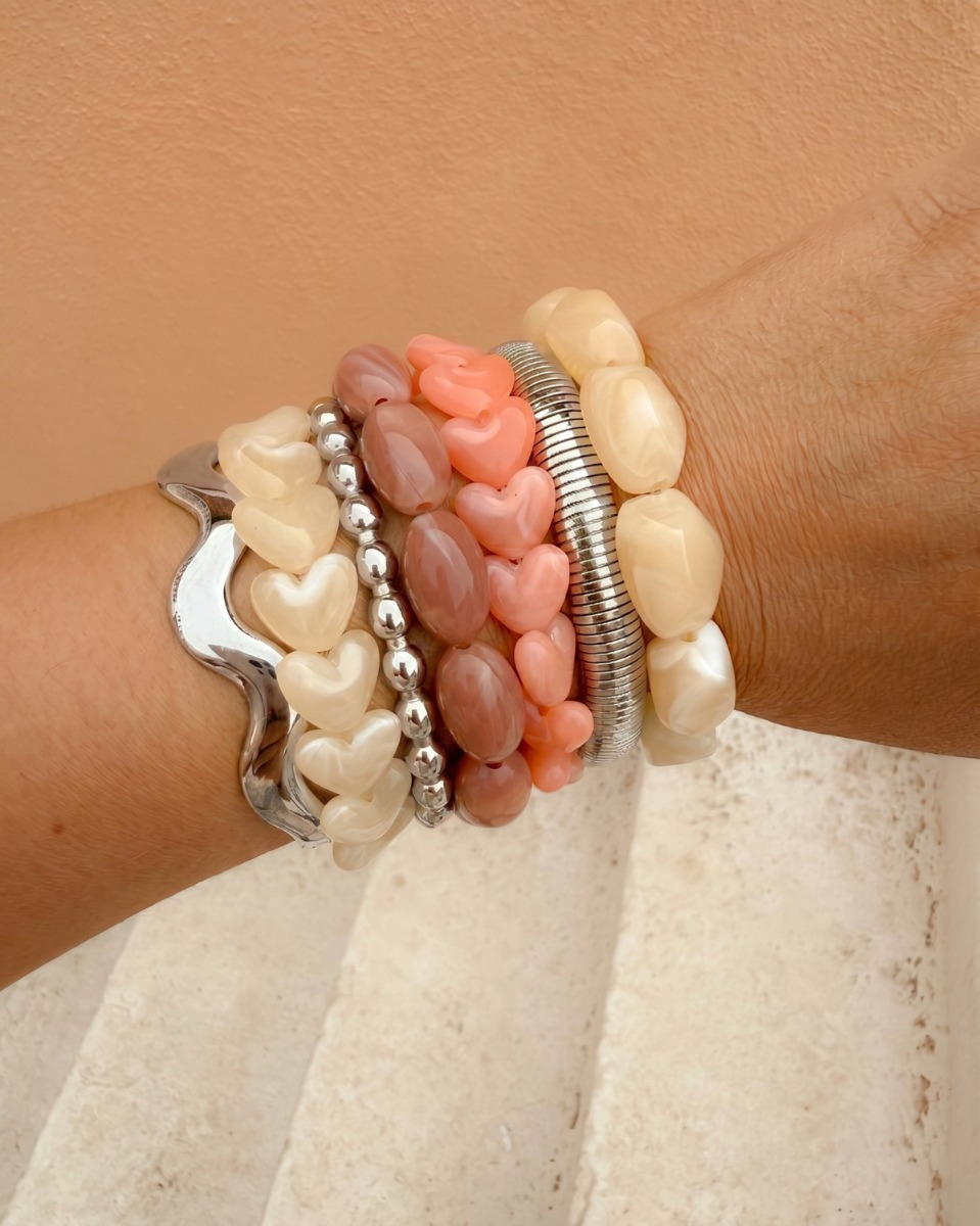 Kralen armparty zilver
