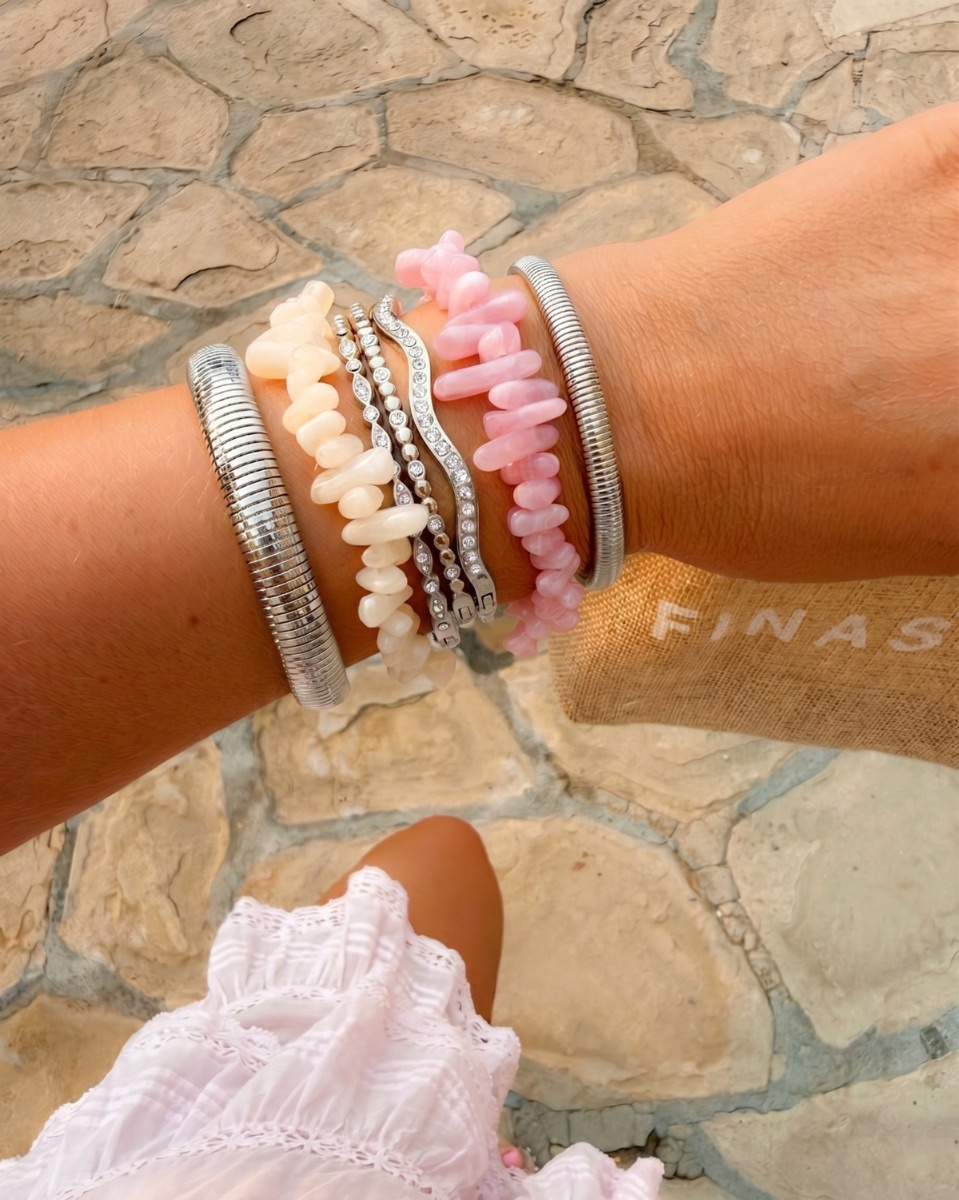 Kralen mix armparty zilver