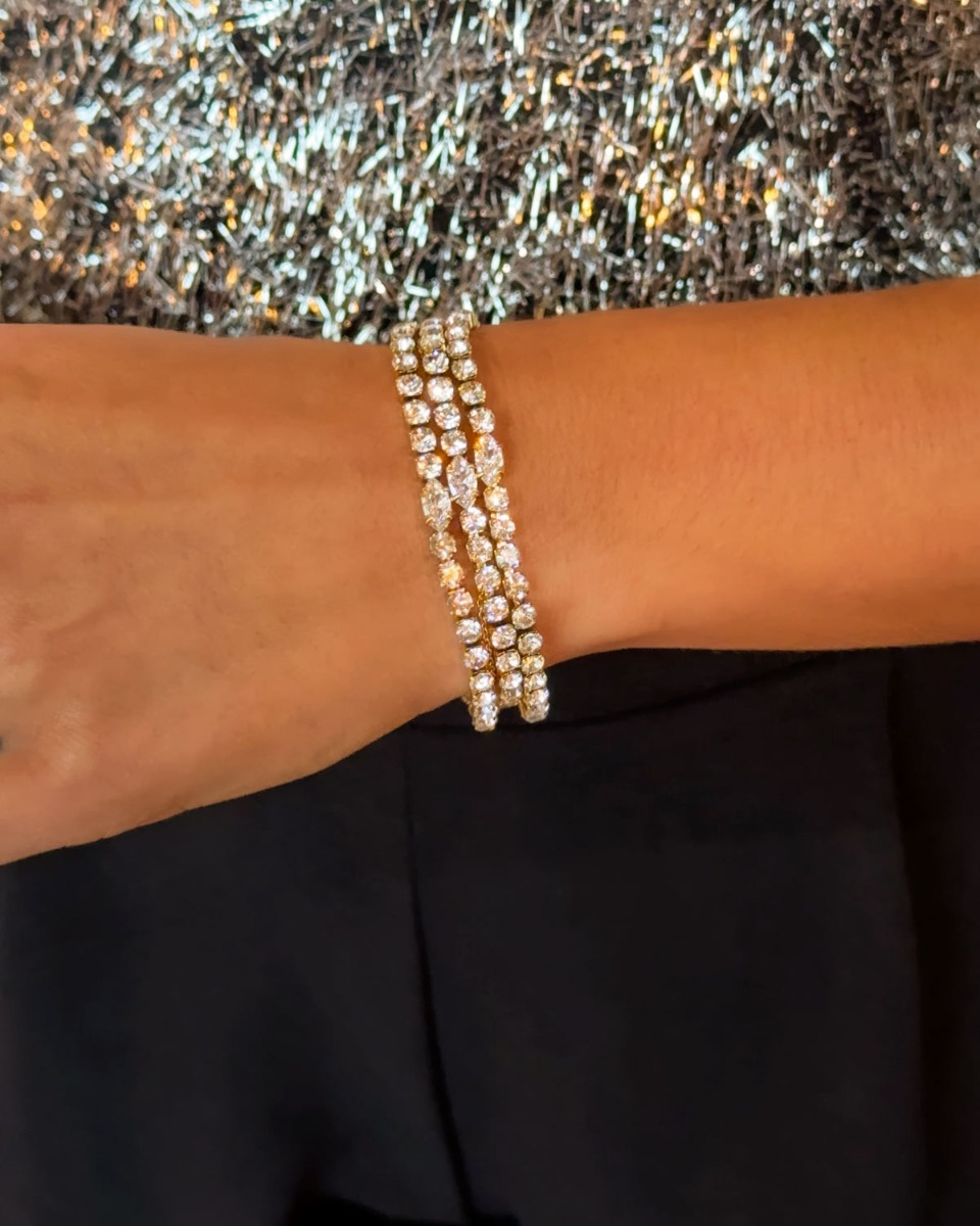 Party armband met steentjes goud