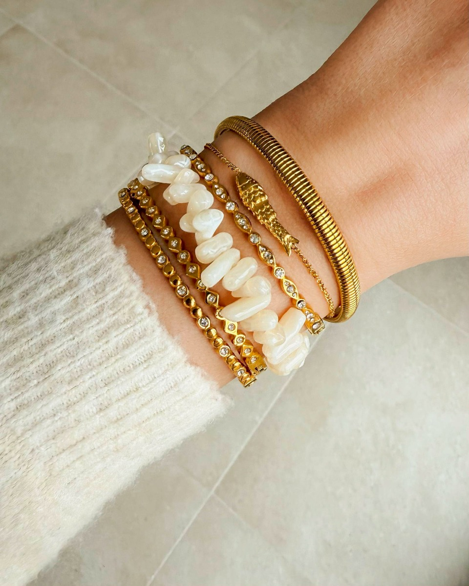Gouden armparty met vis
