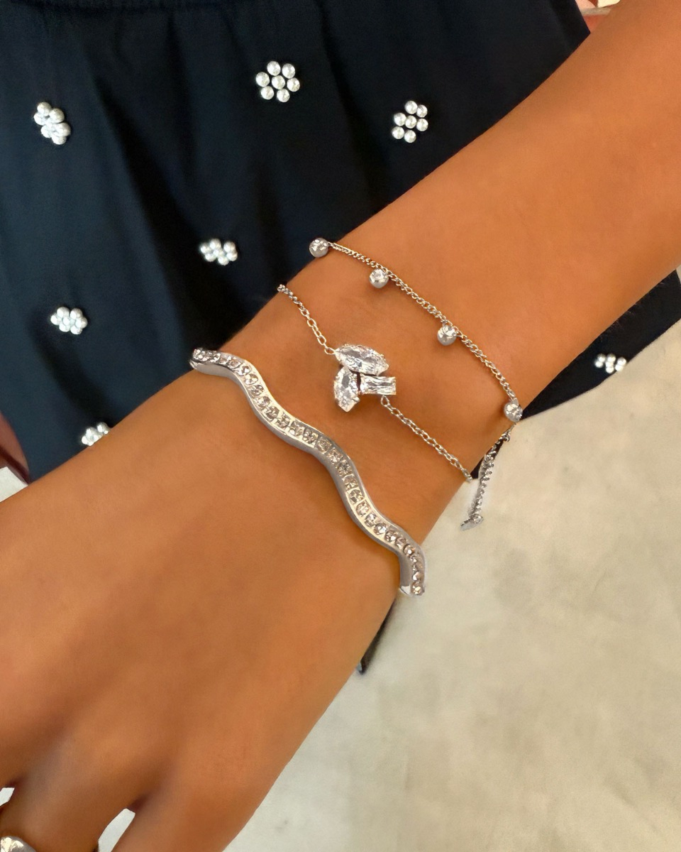 Zilveren steentjes armparty