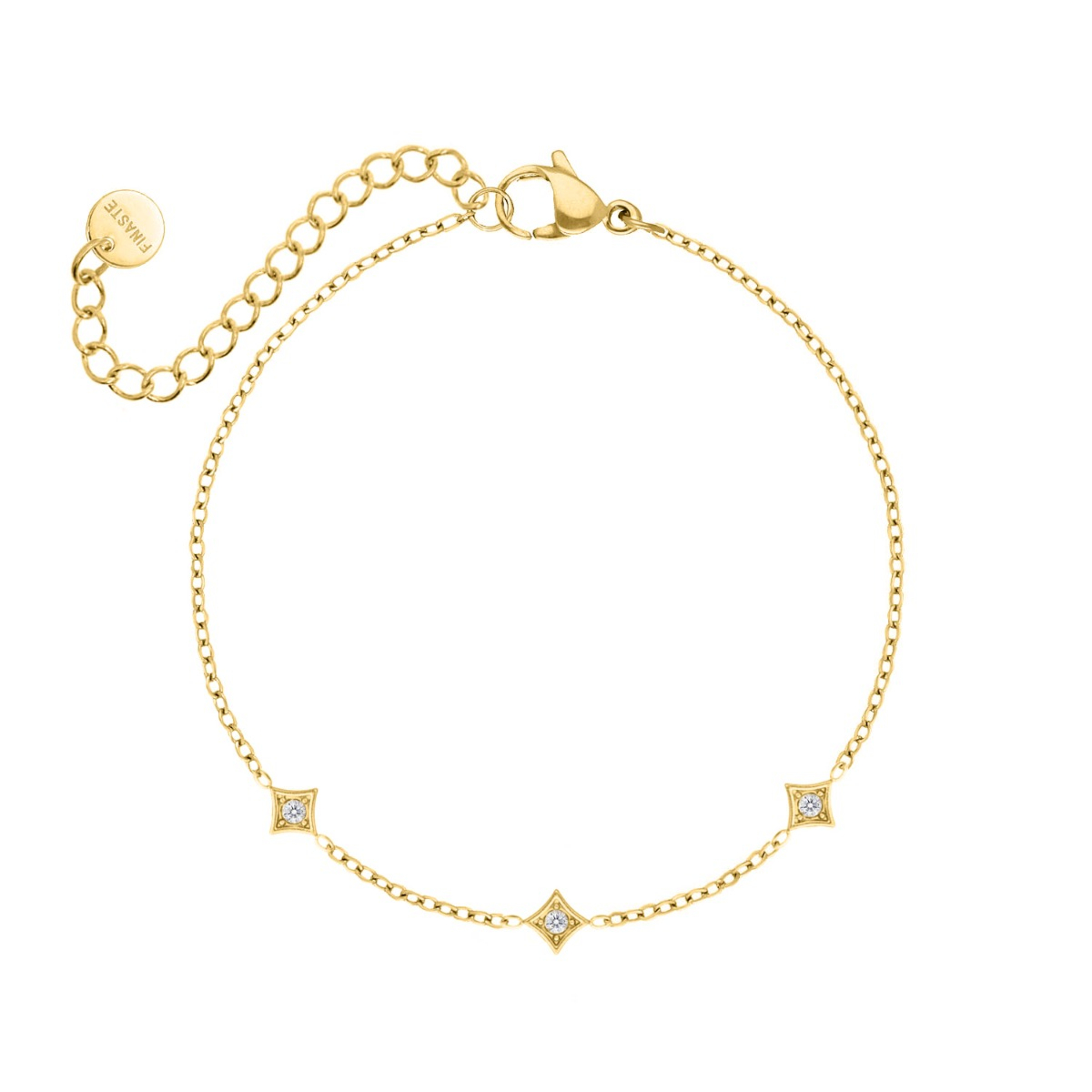Minimalistische armband met ruitjes en steentjes goud
