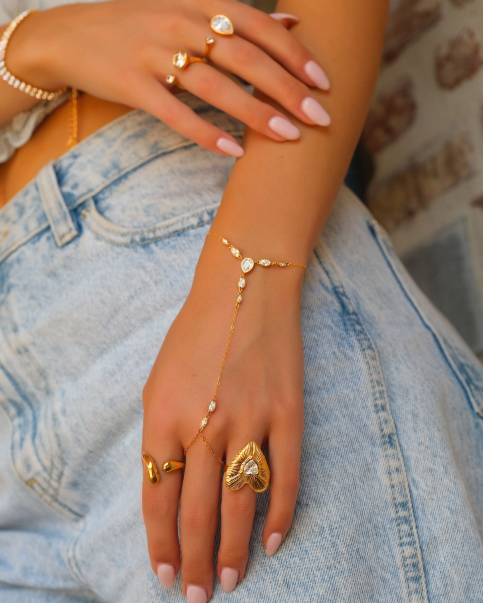 Double drop ring goudkleurig