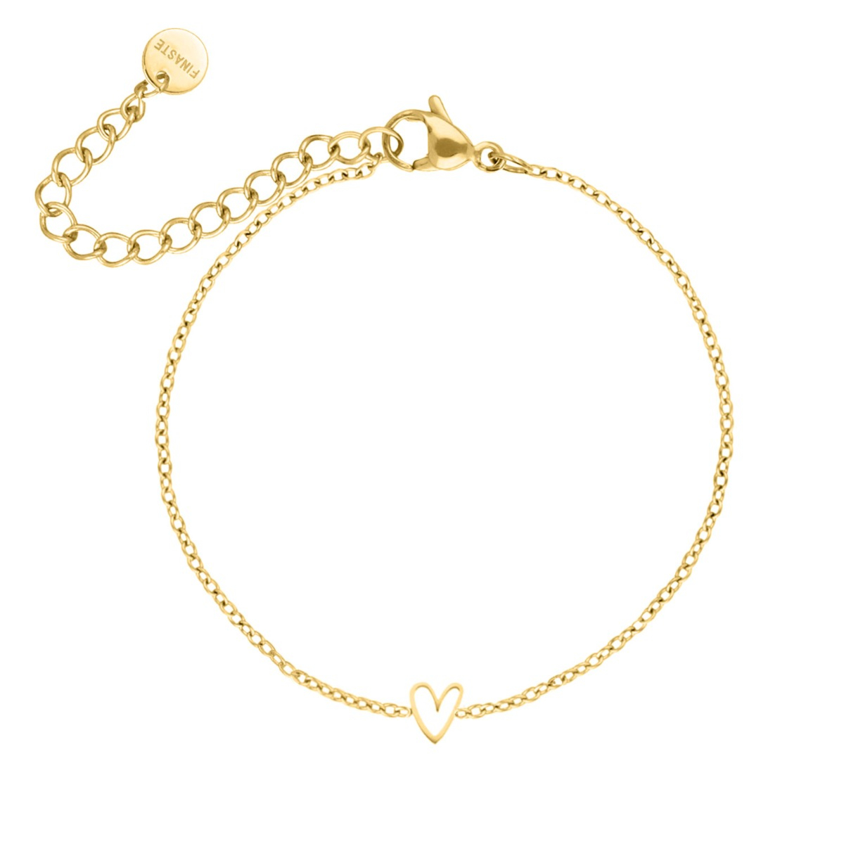 Armband one love heart goudkleurig