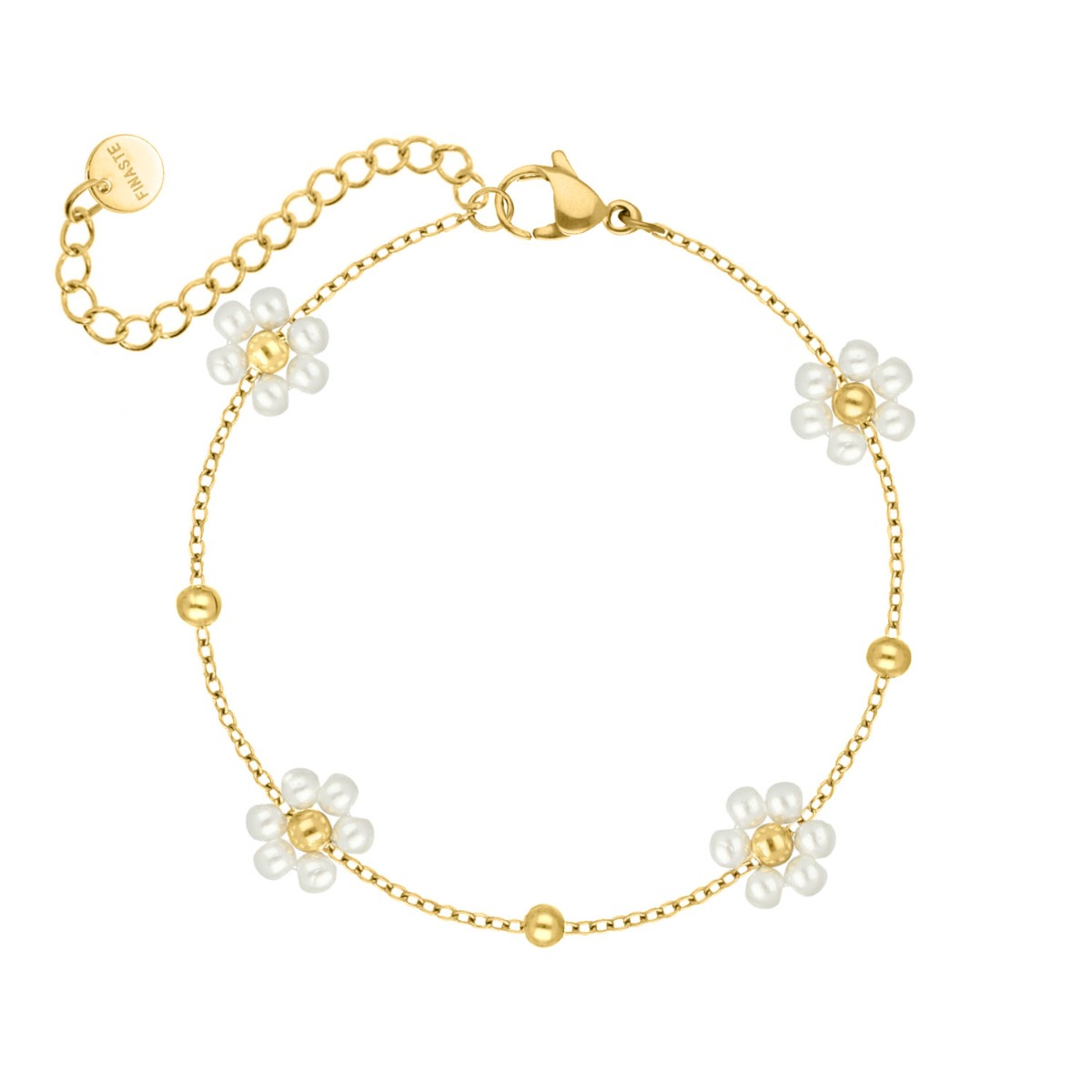 Armband bloemetjes goudkleurig