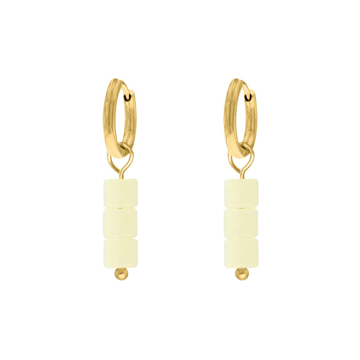Oorringetjes met gele pastel steentjes goudkleurig
