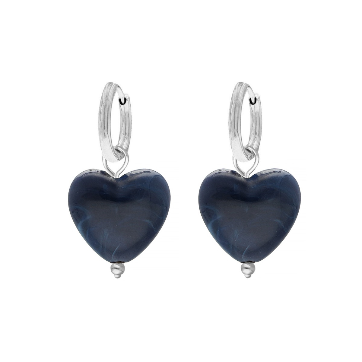 Oorringetjes donkerblauw hartje