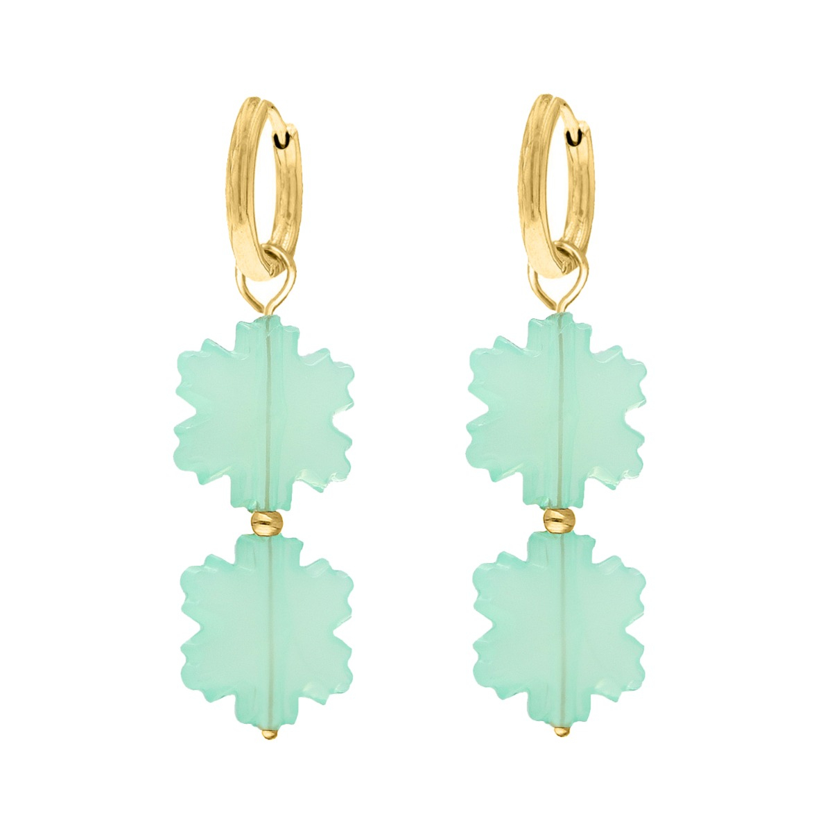 Oorringetjes mintgroene hangers goudkleurig