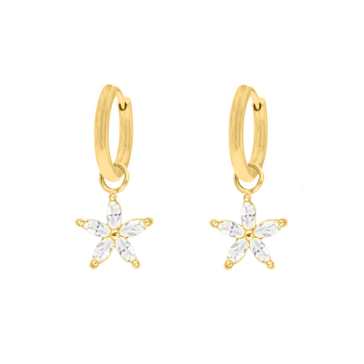 Oorringetjes sparkle flower gold plated