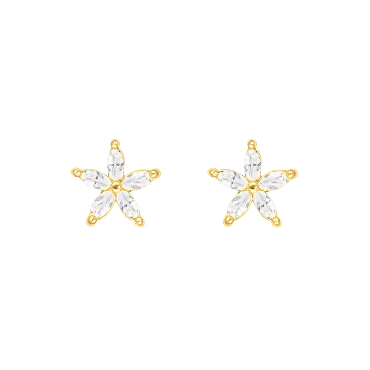 Stud oorbellen sparkle flower goudkleurig
