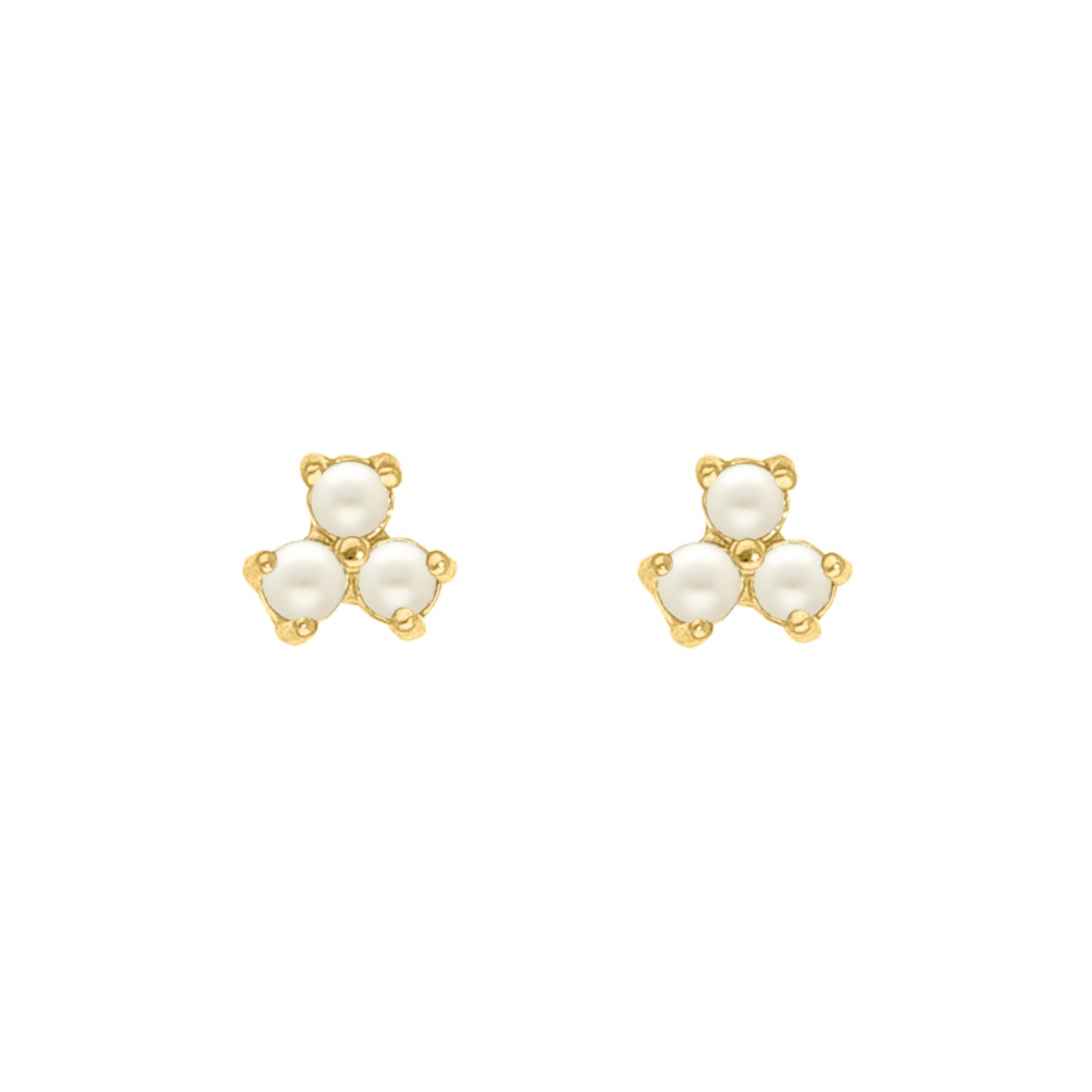 Stud oorbellen triple pearl goudkleurig