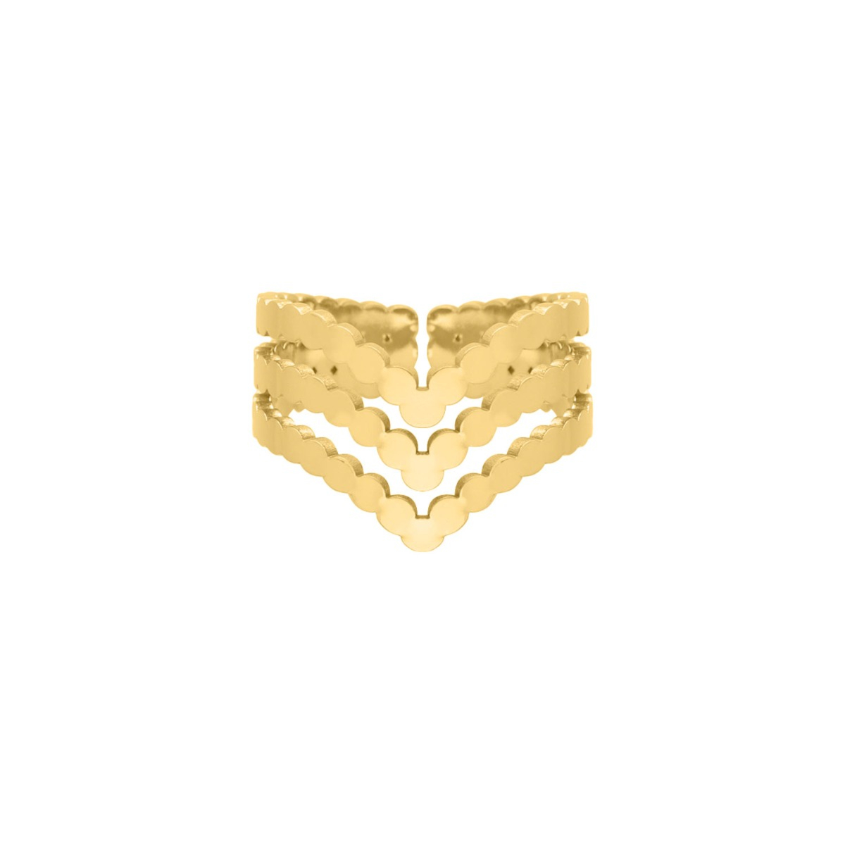 Gouden triple bolletjes ring