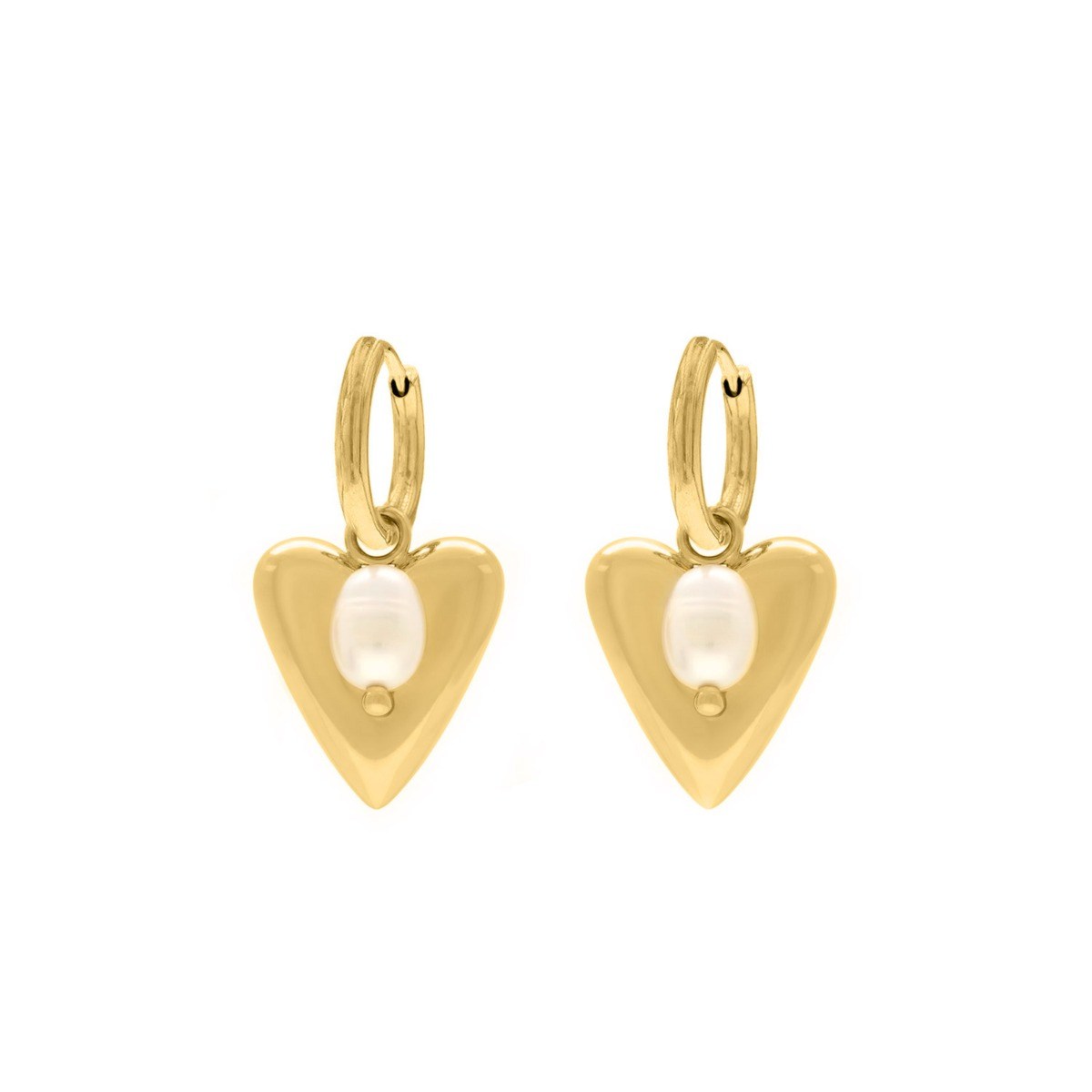 Gouden hartjes oorbellen met parels