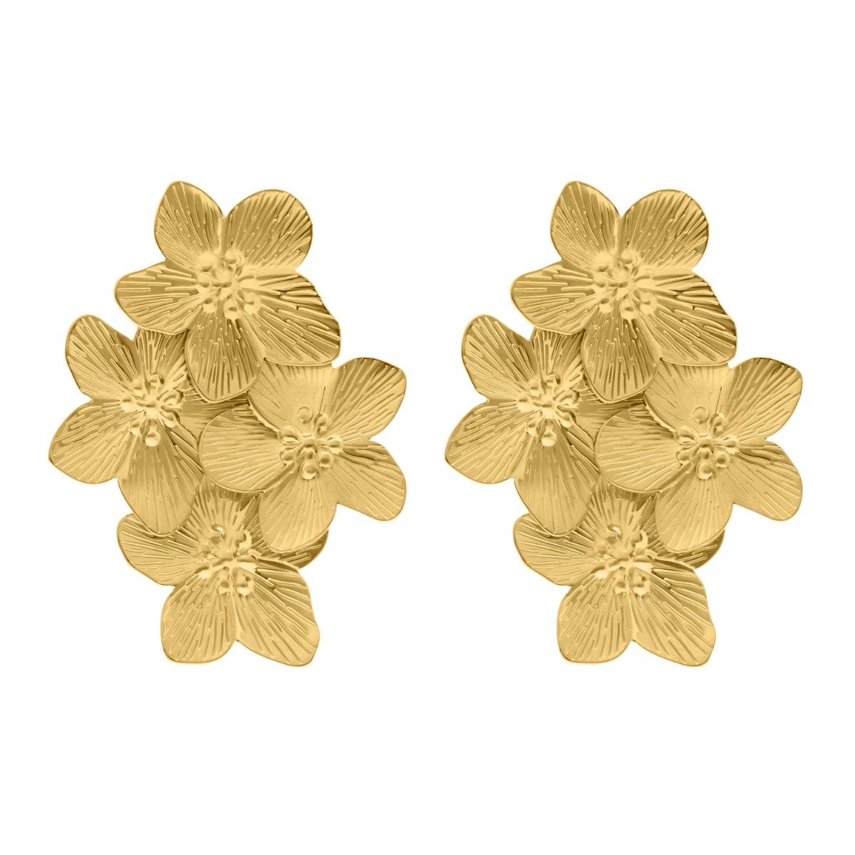 Statement oorbellen multi flower goudkleurig