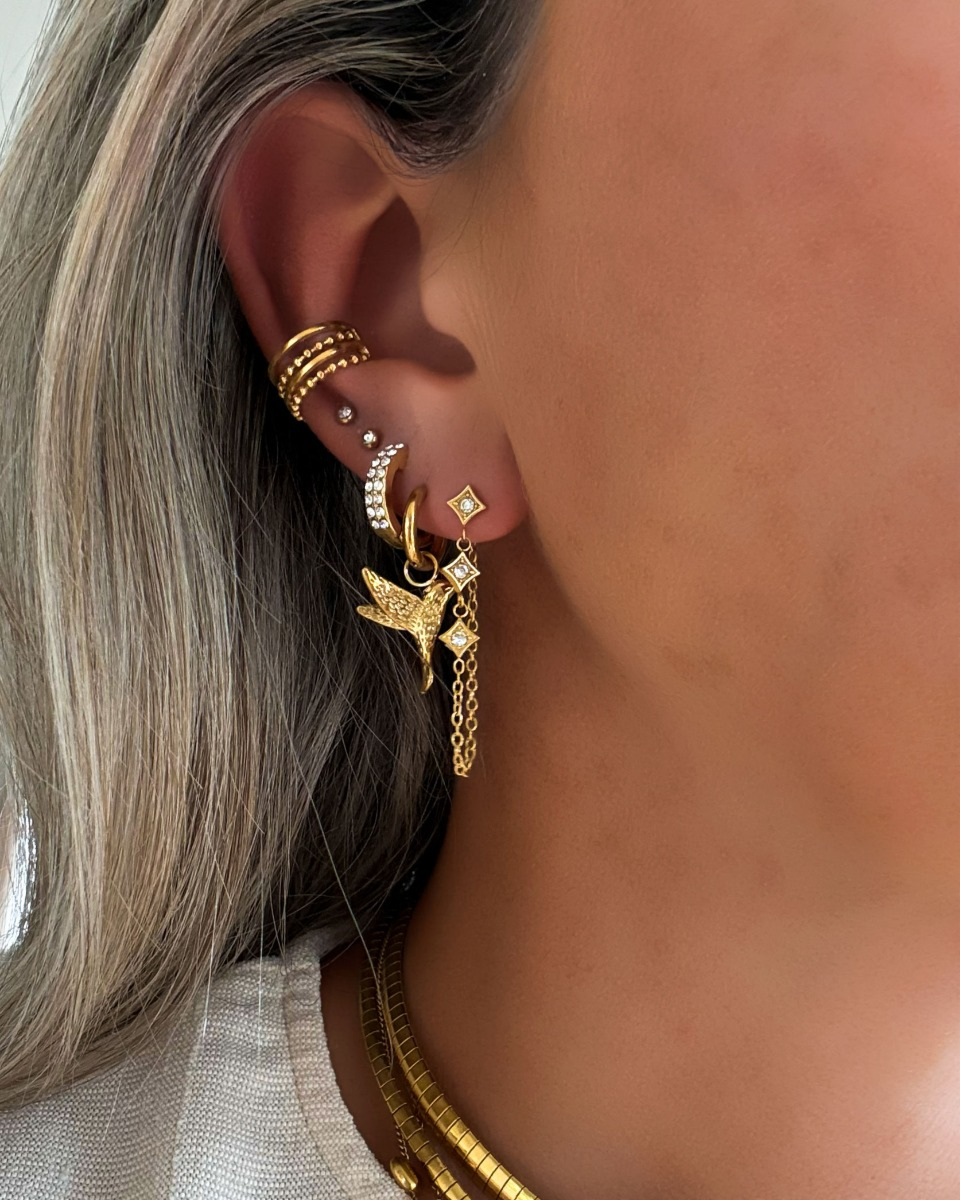 Gouden earparty met ear cuff