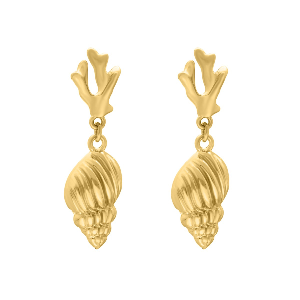 Schelp oorbellen goud