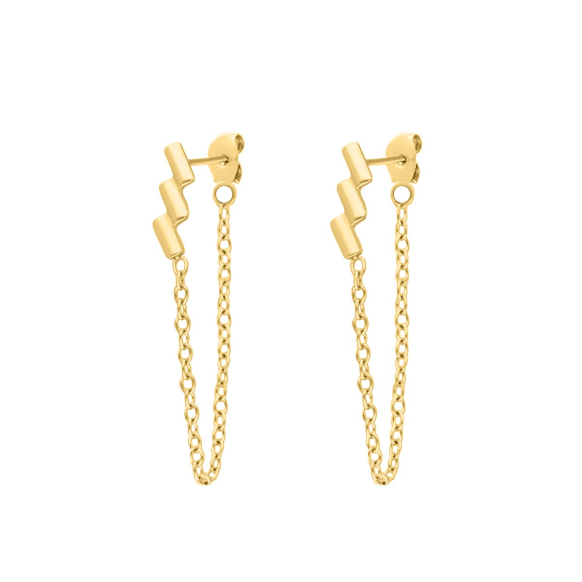 Ketting oorbellen zigzag goudkleurig