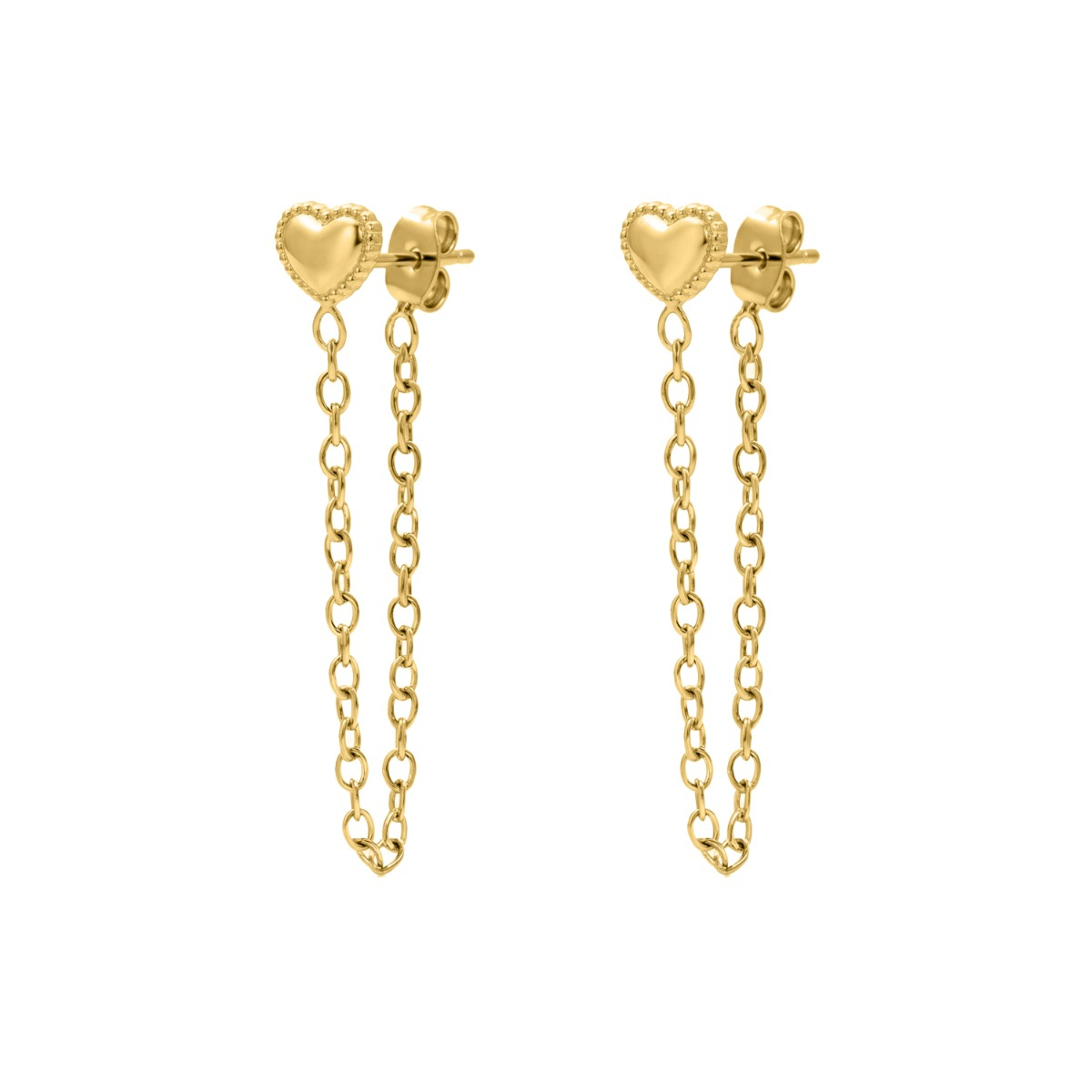 Ketting oorbellen hartje goudkleurig