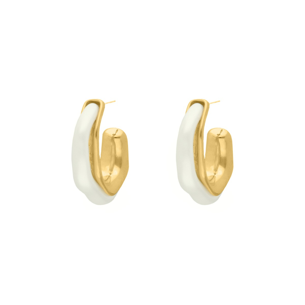 Oorringen organic pearl goudkleurig