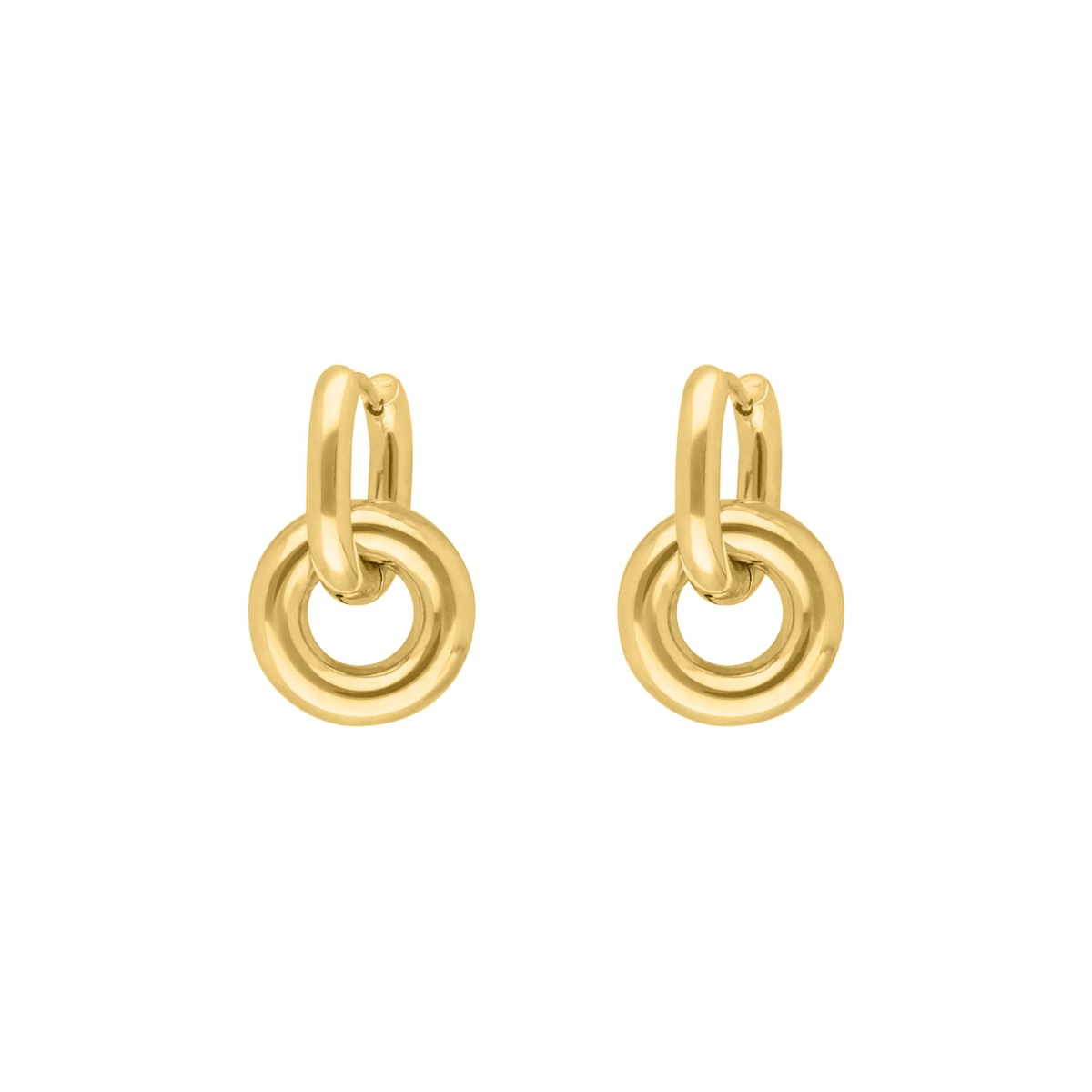 Oorringen met hanger rond goud