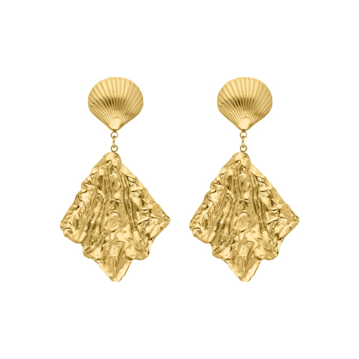 Statement oorbellen schelp goudkleurig