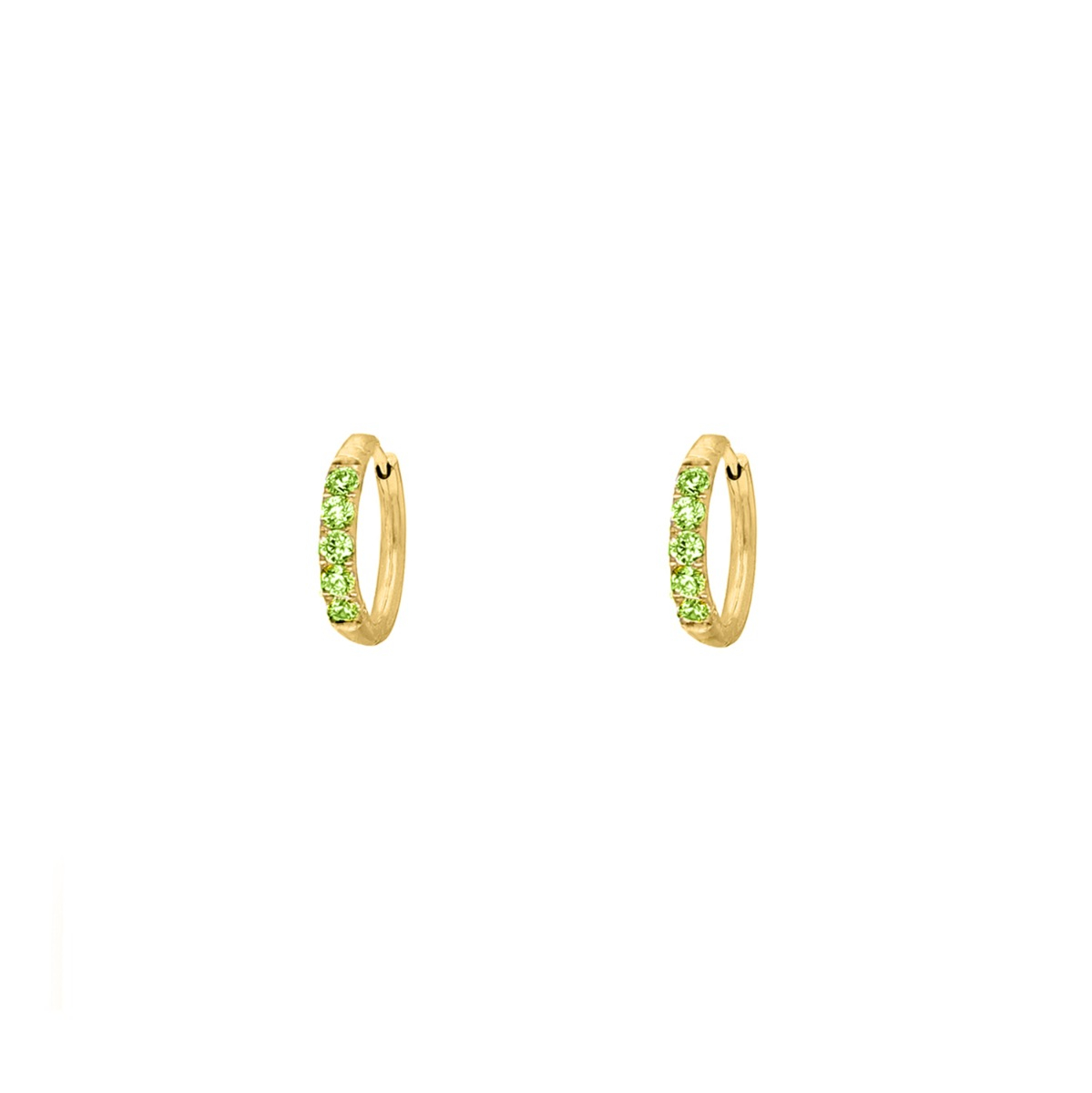 Shiny oorringetjes groen 8 mm goudkleurig