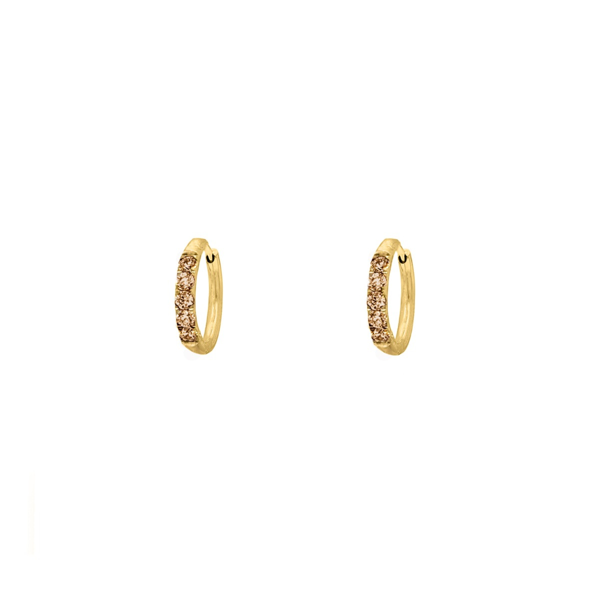 Shiny oorringetjes bruin 8 mm goudkleurig