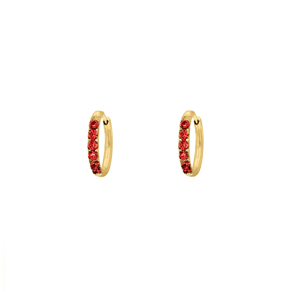 Shiny oorringetjes rood 10 mm goudkleurig