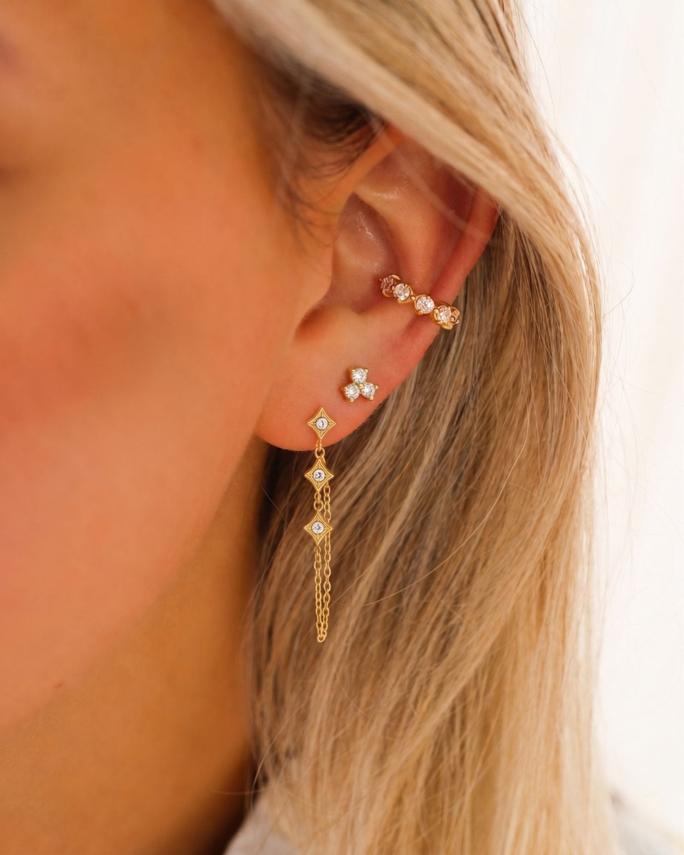 Ketting oorbel goud