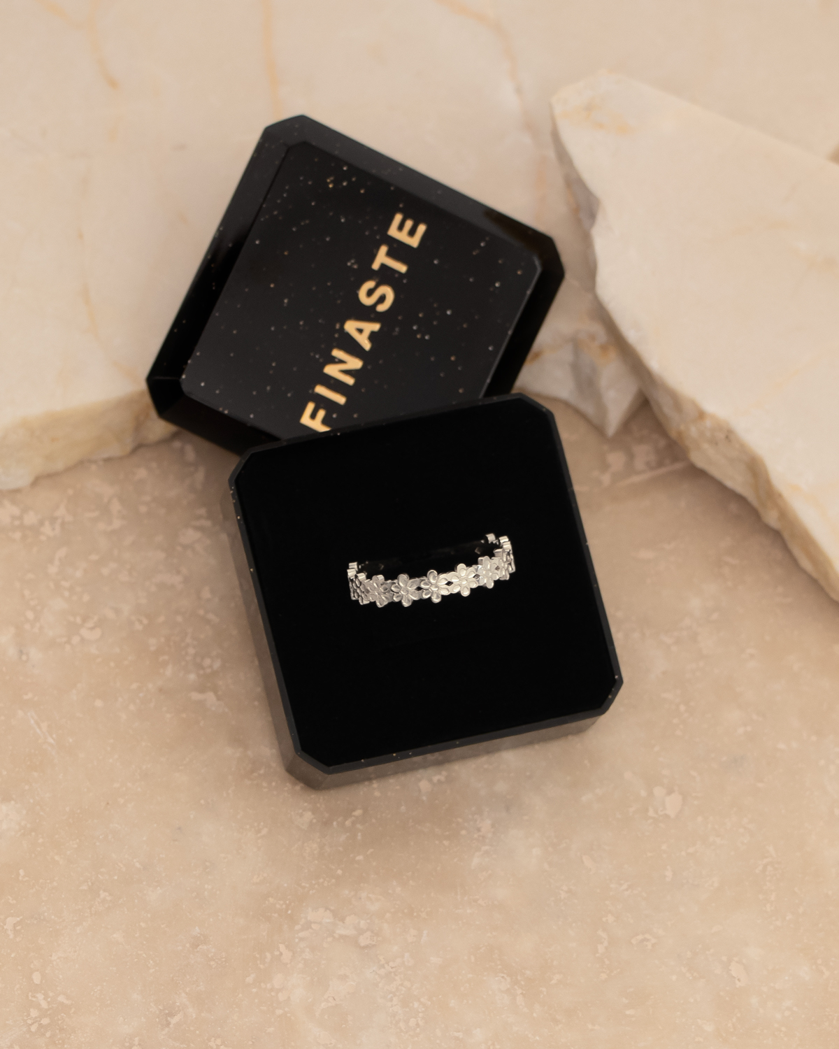 flower ring doosje zilver
