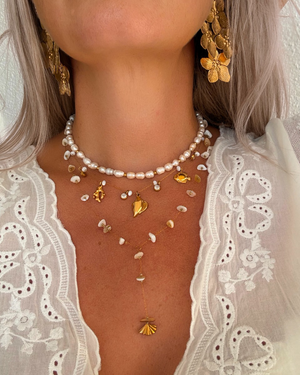 Parel necklaceparty goud