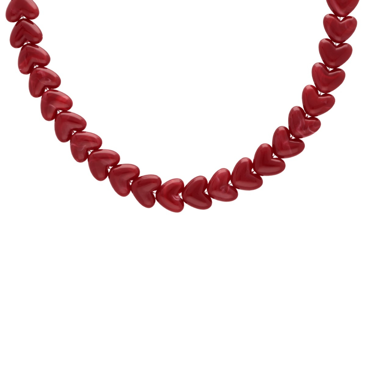 Kralenketting hartjes rood
