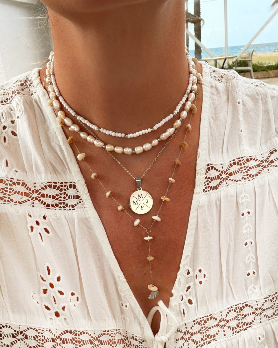 Zilveren ketting met schelpjes
