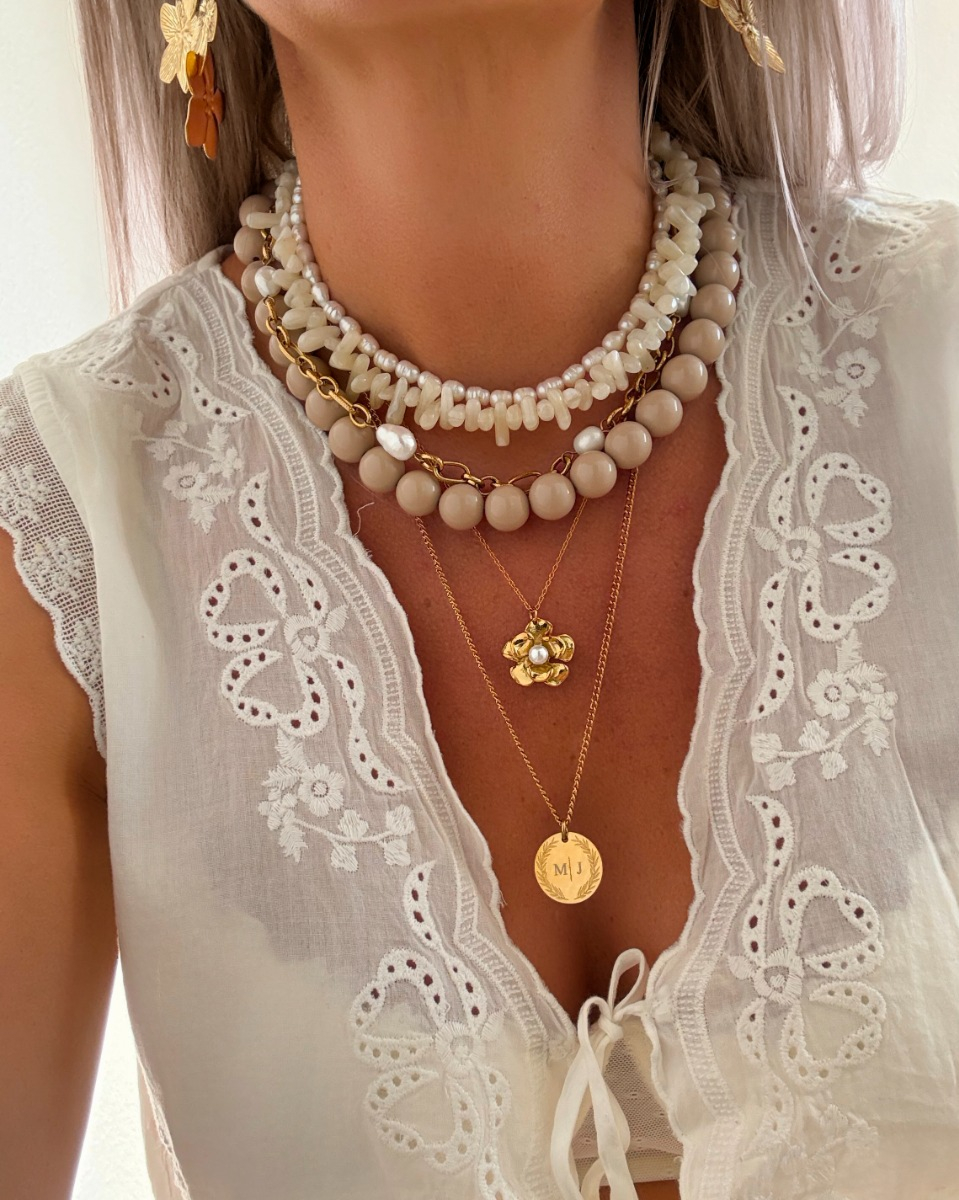 Gouden necklaceparty kralen en parels