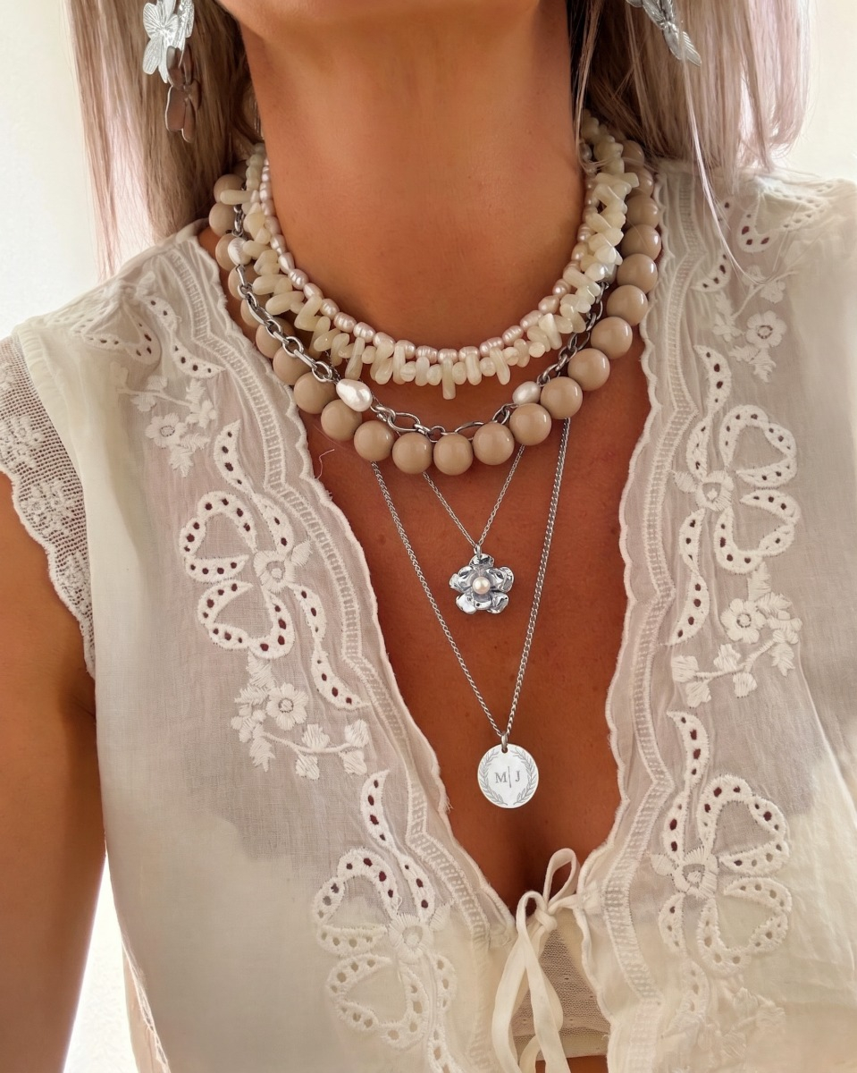 Zilveren necklaceparty kralen