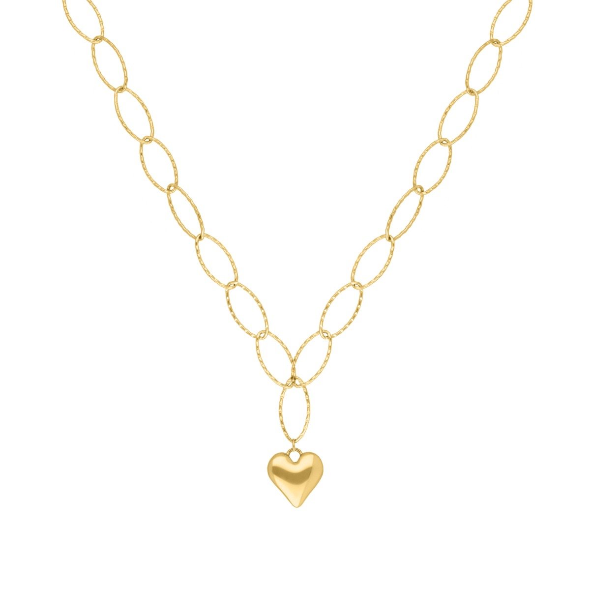 Lange ketting hartjes bedel goudkleurig
