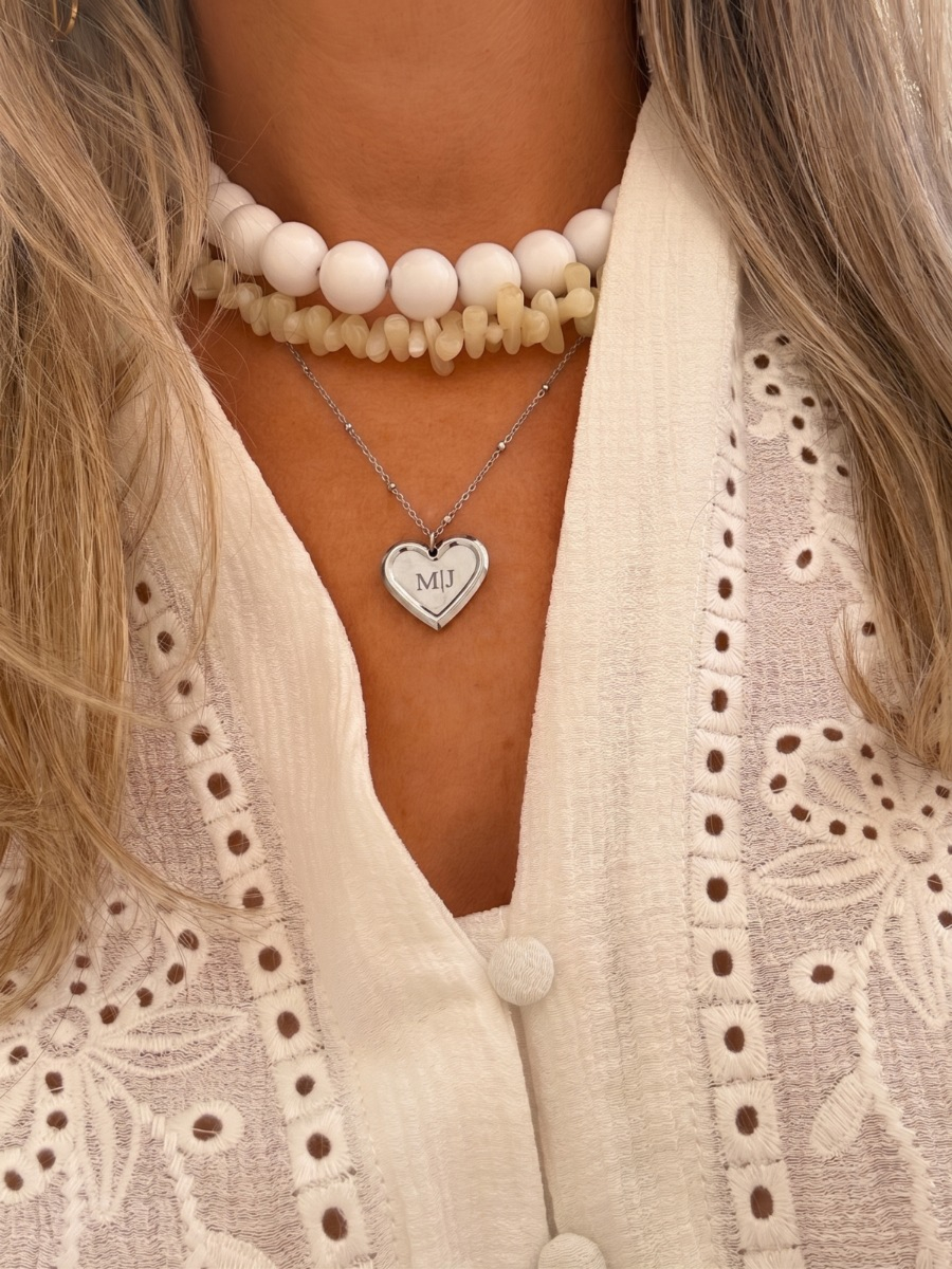 Necklaceparty met kralen en graveerbare ketting zilver
