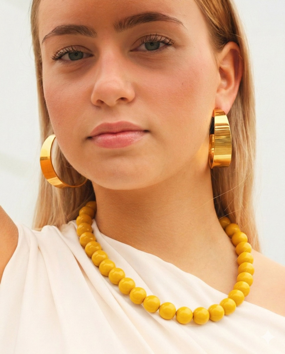 Gele kralen ketting