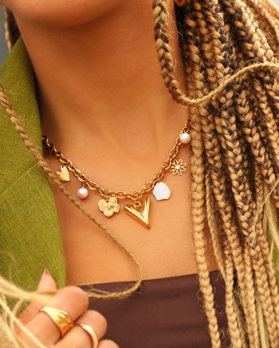 Gouden ketting met bedels