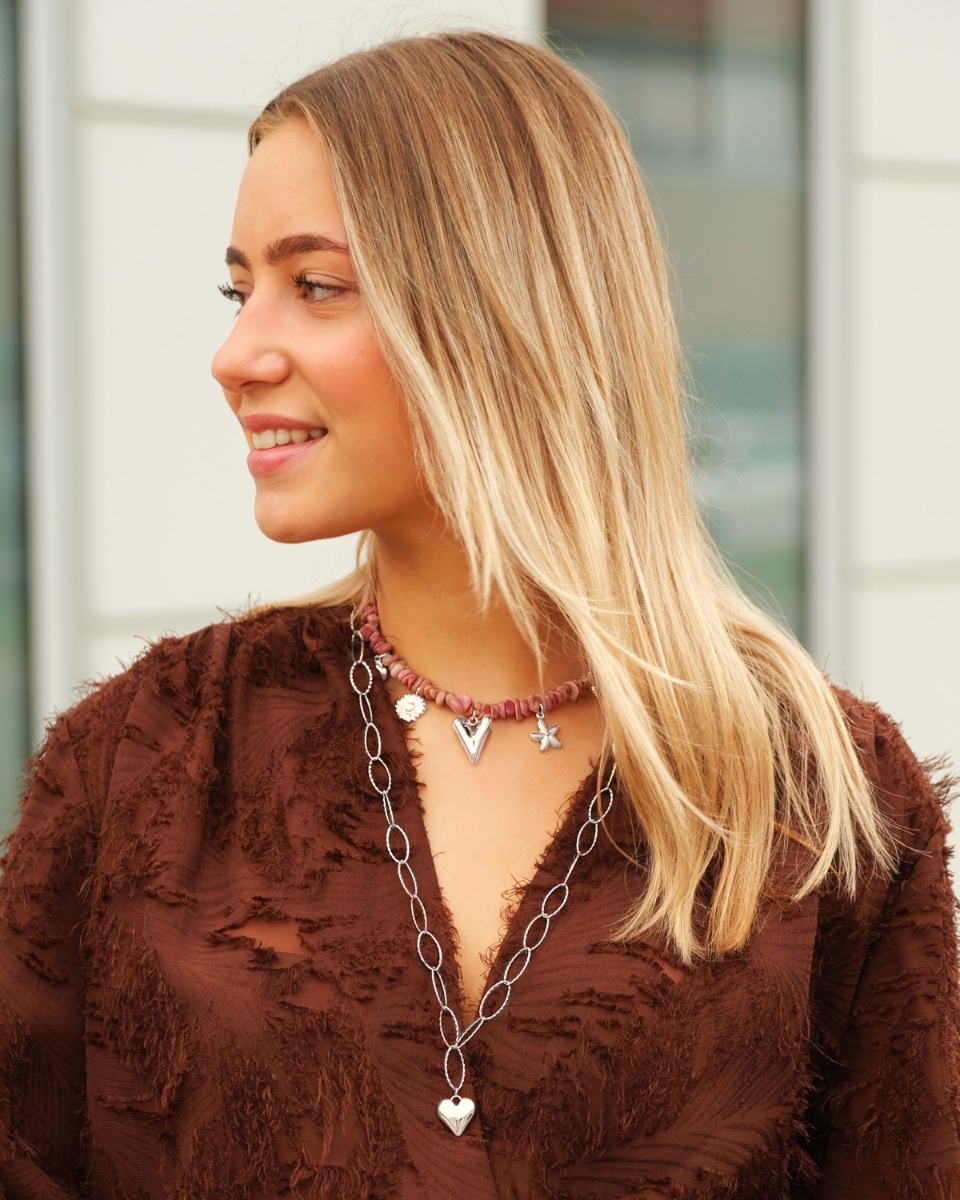 Zilveren necklaceparty met bedels