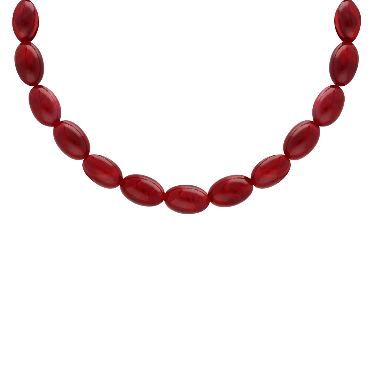 Ovale kralen ketting rood