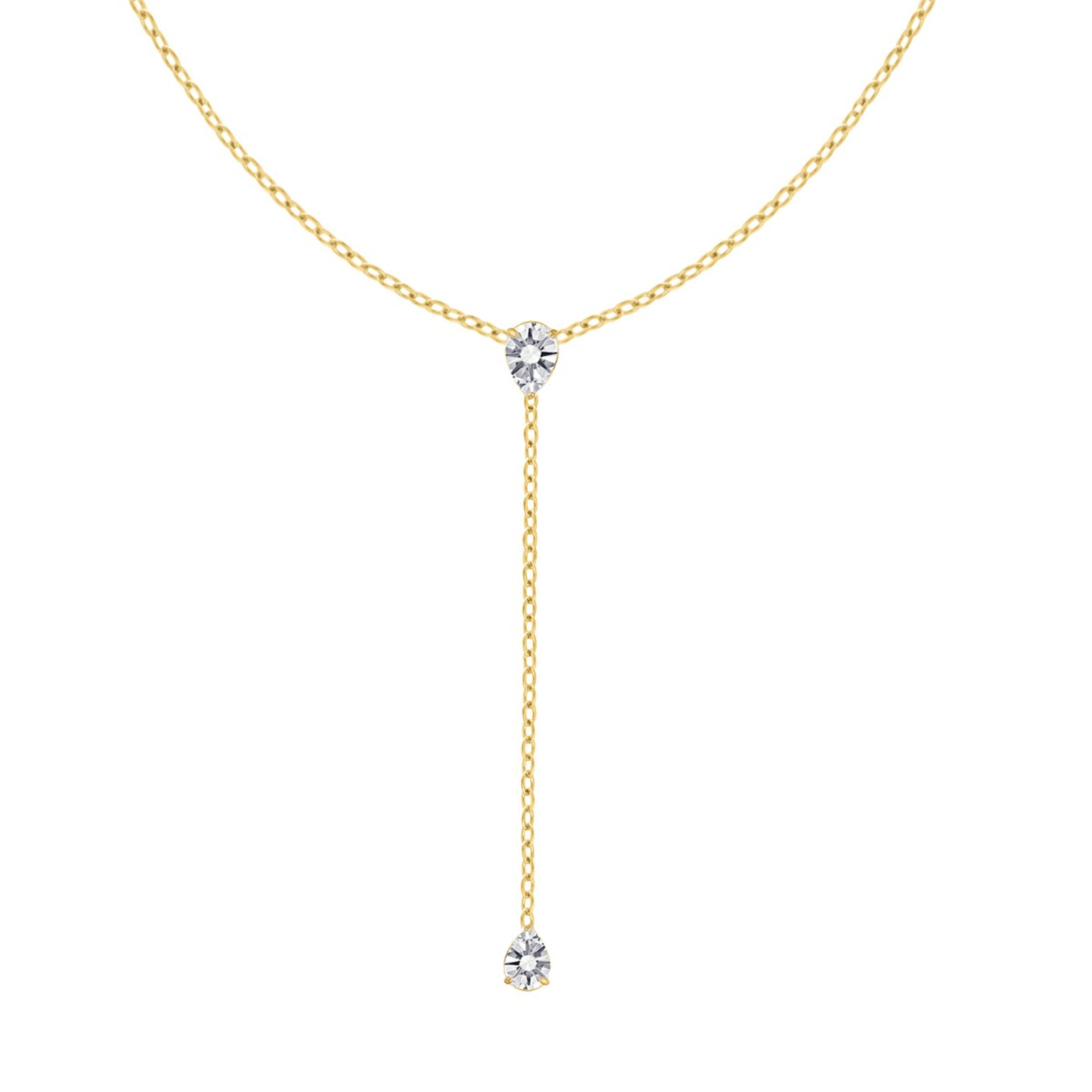 Lange ketting met druppel steentjes goudkleurig