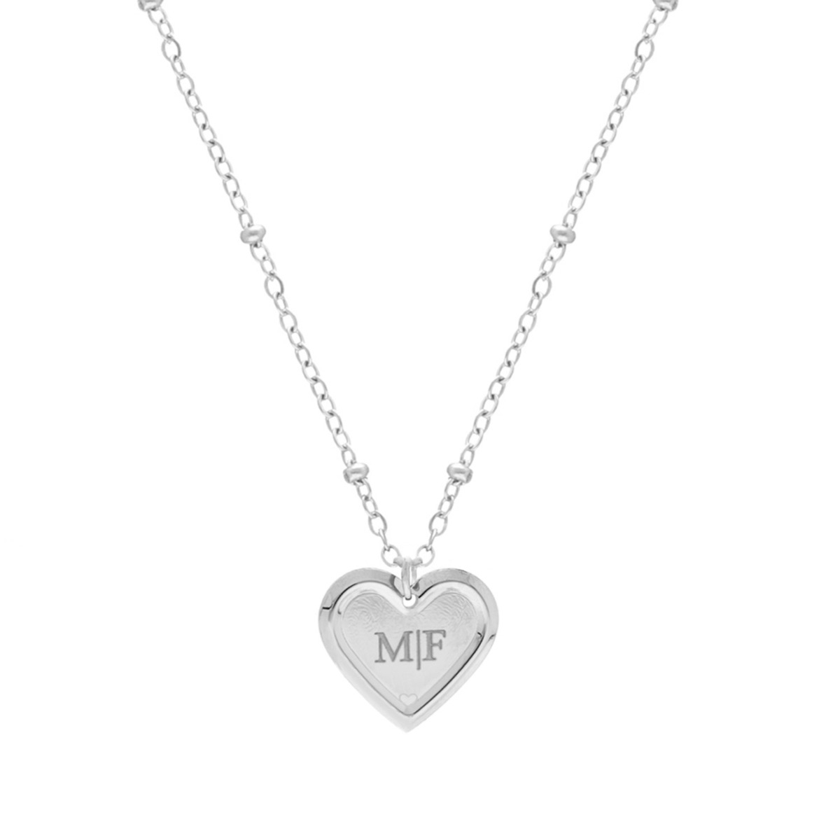 Graveerbare hartjes ketting met bolletjes
