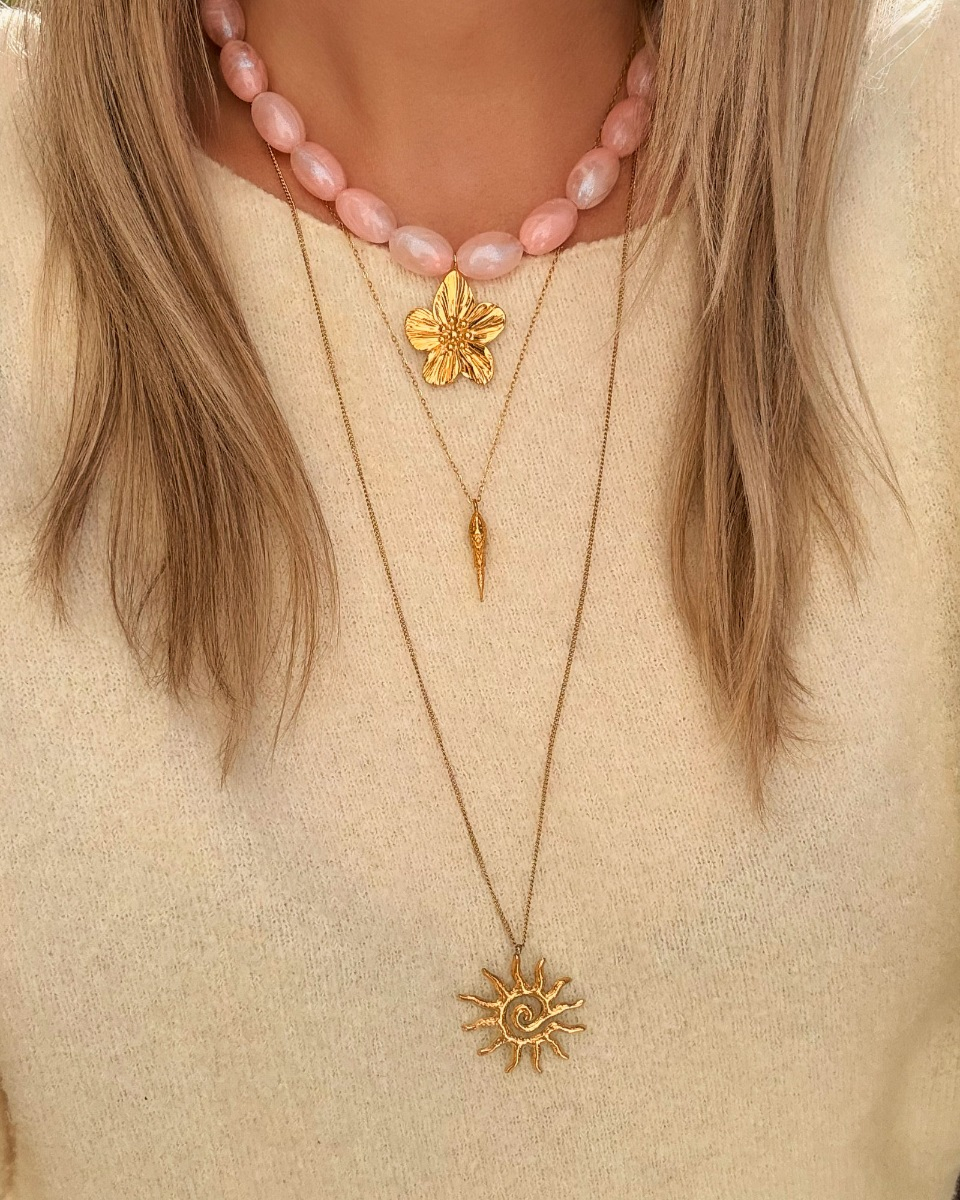 Lange ketting met zon goud