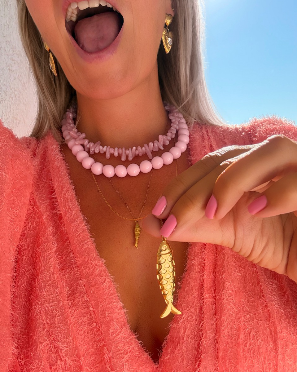 Gouden necklaceparty roze